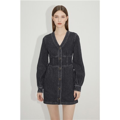 Vestido camisero vaquero Negro