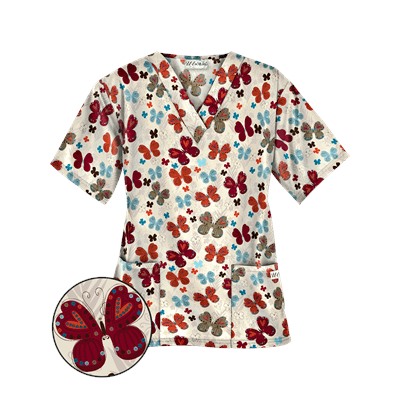 UA Butterfly Bounty Coffee Bean Print Scrub Top