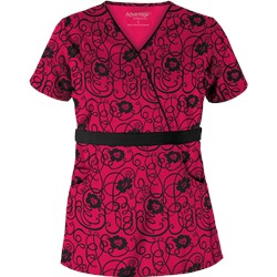 Advantage STRETCH by Butter-Soft™ Floral Conversation Black Stretch Scrub Top
