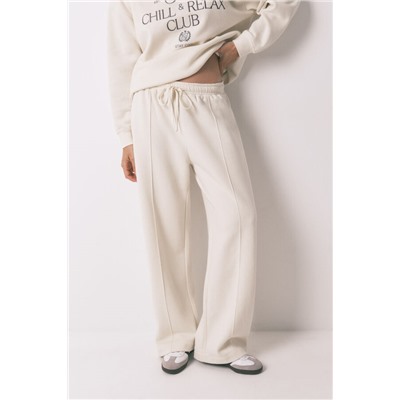 Pantalón largo felpa fina blanco