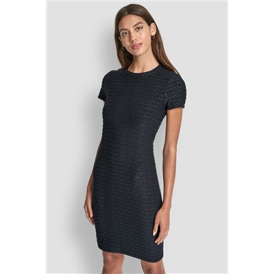 LOGO JACQUARD CREW NECK DRESS