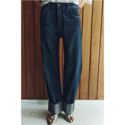 ZW COLLECTION RELAXED FIT MID-RISE FOLD-UP JEANS