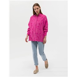 Pembe Keten Karışımlı Oversize Gömlek