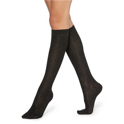 Blickdichte Kniestrümpfe mit Cashmere und Glitzer