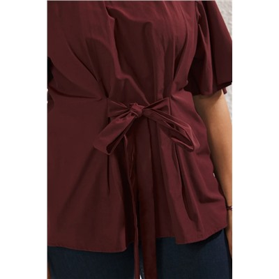 Bordo Bağlama Detaylı Dokuma Bluz TBBSS22BZ1316