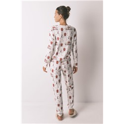 Pijama largo canalé suave blanco Snoopy