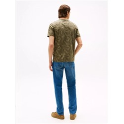 Allover Leaf Print Pocket T-Shirt