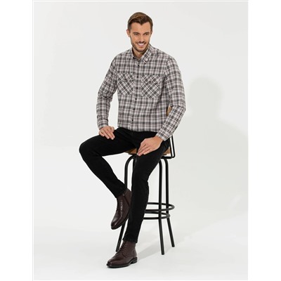 Açık Kahverengi Regular Fit Uzun Kollu Gömlek