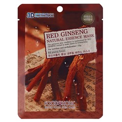 FOODAHOLIC NATURAL ESSENCE MASK #RED GINSENG 3D Маска для лица с экстрактом красного женьшеня 23г