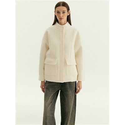 Бомбер с накладными карманами из шерсти, Куртка N084/adios