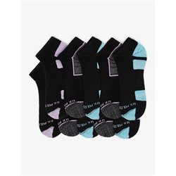 LADIES 10PK BLACK LOW CUT TIPPED SOCKS