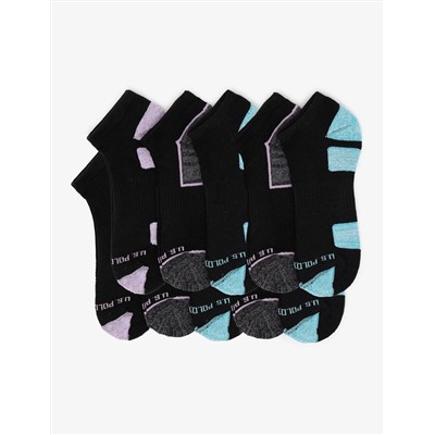 LADIES 10PK BLACK LOW CUT TIPPED SOCKS