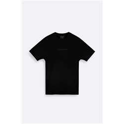 Avva, Erkek Siyah %100 Pamuk Bisiklet Yaka Baskılı T-shirt A41y1168