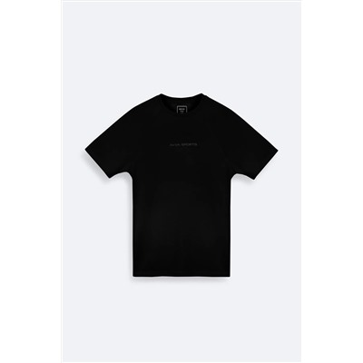 Avva, Erkek Siyah %100 Pamuk Bisiklet Yaka Baskılı T-shirt A41y1168