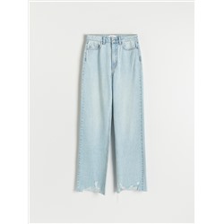 Jeans mit weitem Bein in Distressed-Optik