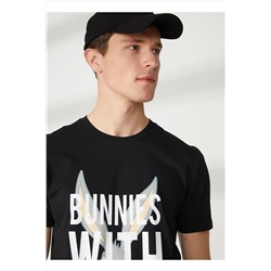 Never Say Never Bisiklet Yaka Düz Siyah Erkek T-Shirt BYL3122_BLACK T-SHIRT 5003038146