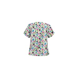 UA Mushroom Pickens White Print Scrub Top