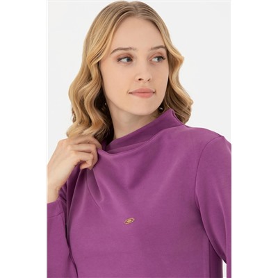 Kadın Violet Dik Yaka Sweatshirt
