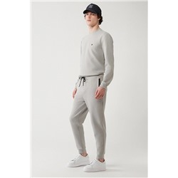 Avva Erkek Gri Esnek Yumuşak Doku Interlok Kumaş Lastikli Paça Unisex Standart Fit Normal Kesim Jogger Eş B003400