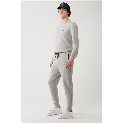 Avva Erkek Gri Esnek Yumuşak Doku Interlok Kumaş Lastikli Paça Unisex Standart Fit Normal Kesim Jogger Eş B003400