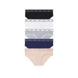 PINK 5-PACK LOGO COTTON HIPHUGGER PANTIES