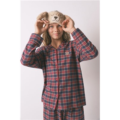 Pijama infantil camisero cuadros 100% algodón