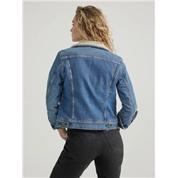 WOMENS RIDER SHERPA JACKET:IN THE THRILL BLUE:M