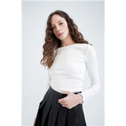 Defacto Fitted Bisiklet Yaka Uzun Kollu Tişört Y9870AZ23SP