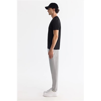 Siyah Bisiklet Yaka İnterlok Elastan T-Shirt