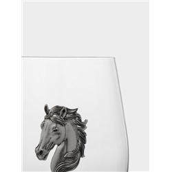 Стакан для виски, 12 см, 500 мл, стекло/металл, серебристый, Голова коня, Horse