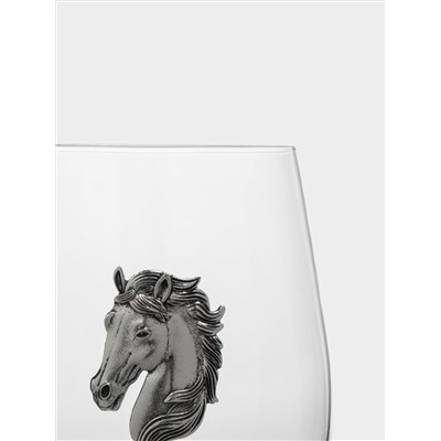 Стакан для виски, 12 см, 500 мл, стекло/металл, серебристый, Голова коня, Horse