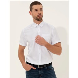 Beyaz Regular Fit Kısa Kollu Gömlek