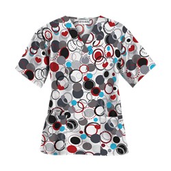 UA Round Up White Print Scrub Top
