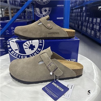 Тапочки унисекс из натуральной кожи и пробковой подошвой BIRKENSTOC*K