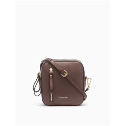 ELAINE TEXTURED GRAIN ZIP CAMERA CROSSBODY BAG