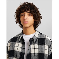 Cropped long sleeve check shirt