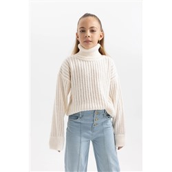 Defacto Kız Çocuk Regular Fit Balıkçı Yaka Kazak B0245A823WN