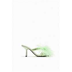 HIGH-HEEL SANDALS WITH FEATHERS