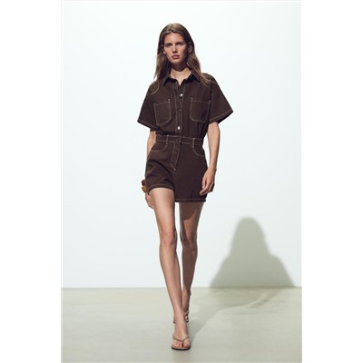 Z1975 SHORT SLEEVE DENIM PLAYSUIT
