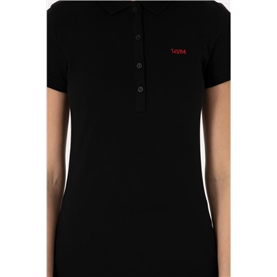 Kadın Siyah Basic Polo Yaka Tişört
