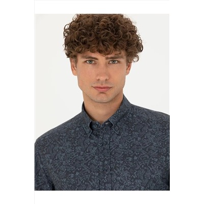 Pierre Cardin Lacivert Slim Fit Uzun Kollu Gömlek EGEBUTİK 1698732.VR033