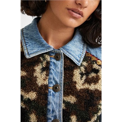 Chaqueta vaquera slim efecto pelo