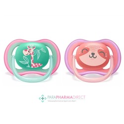 Avent Sucettes Ultra Air 18 mois+ Girafe & Paresseux x2