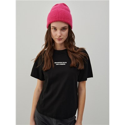 Baumwoll-T-Shirt mit Aufschrift
