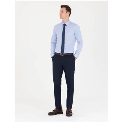 Koyu Mavi Slim Fit Uzun Kollu Basic Gömlek