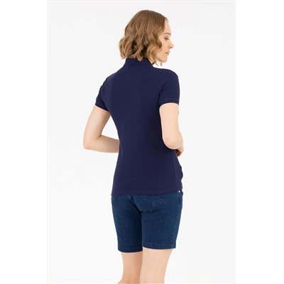 Kadın Lacivert Basic Polo Yaka Tişört