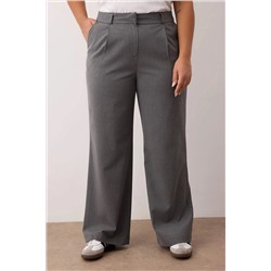 Gri Lastik Belli Wide Leg Büyük Beden Dokuma Pantolon TBBAW26AR00019