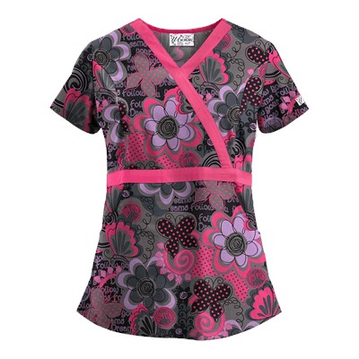 UA Peace And Prosperity Fuchsia Mock Wrap Scrub Top