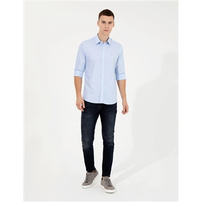 Açık Mavi Slim Fit Uzun Kollu Gömlek