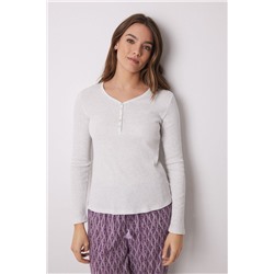 Camiseta manga larga canalé gris